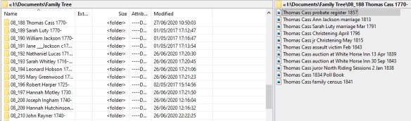 Screen grab of computer filing system based on the Ahnentafel numbering system