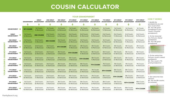 Grid enabling quick calculations of cousin relationships