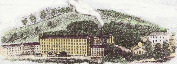Early 19th century engraving of large flax mill